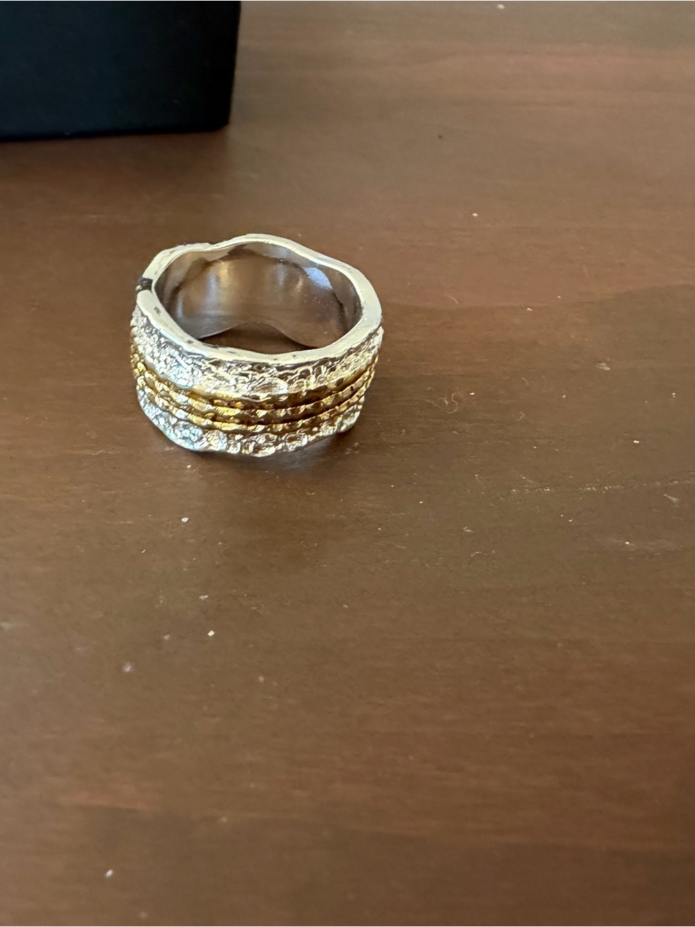 Textured Unique Gold and Silver Tone Wrapped Statement Ring size 9